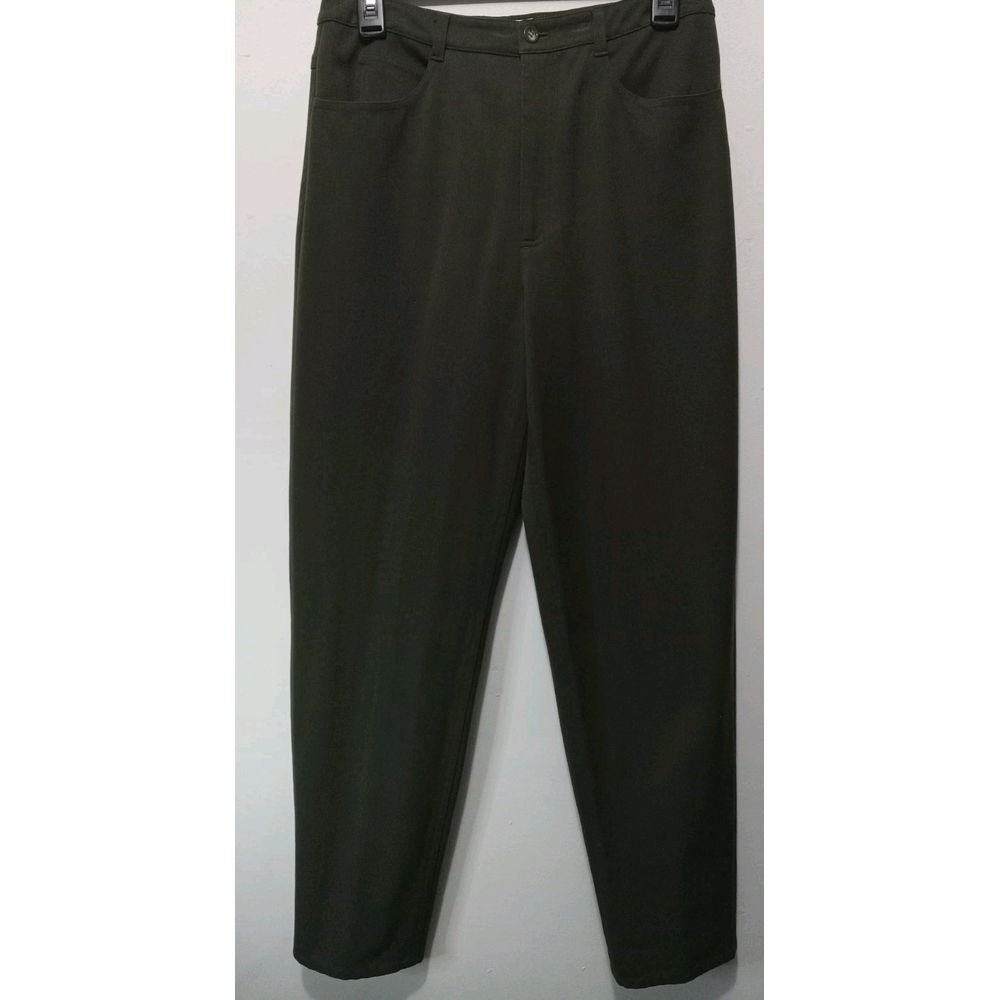 Talbots Petites Size 6 Dark Green Flat Front 4 Pocket Stretch Pant  30" Inseam